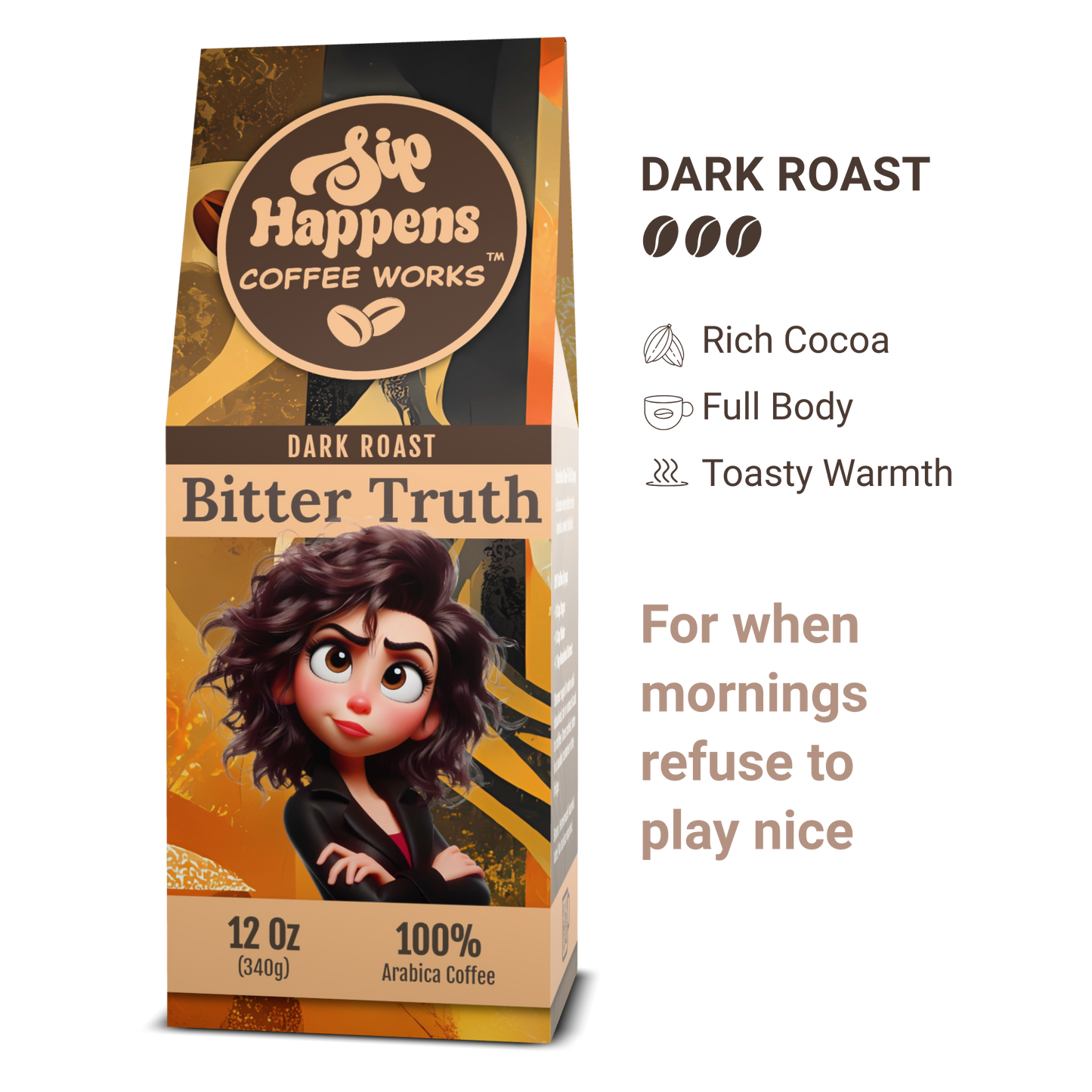 Coffee bag from 'Sip Happens Coffee Works'