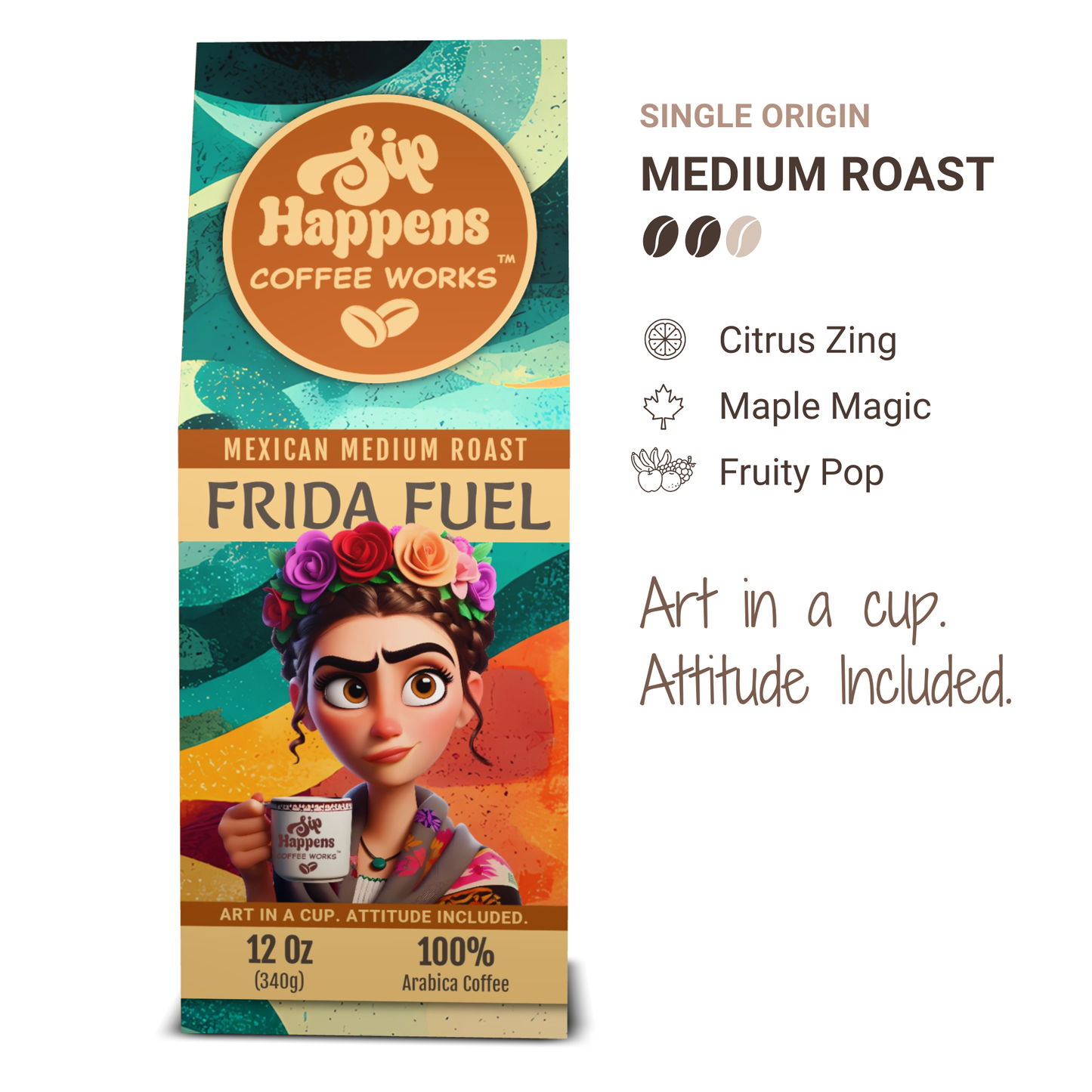 Frida Fuel | Mexican Medium Roast Coffee | 12Oz Bag