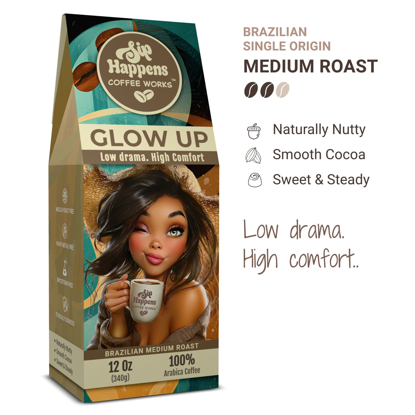GLOW UP | Brazilian Medium Roast Coffee | 12Oz Bag
