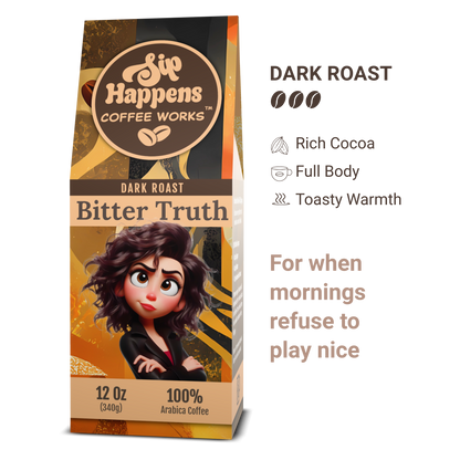 Coffee bag from 'Sip Happens Coffee Works'