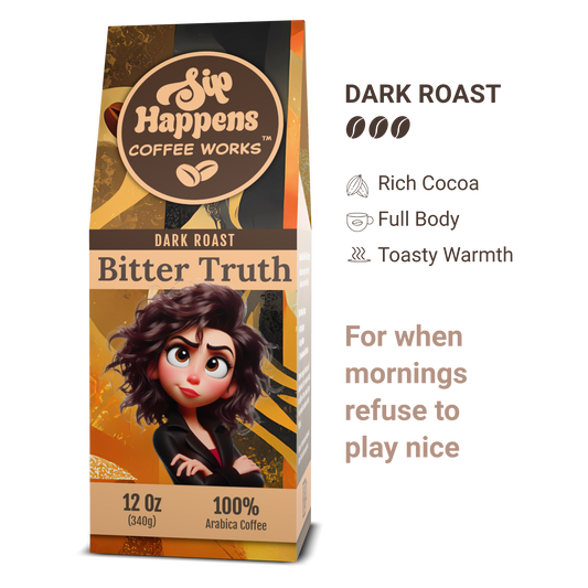 Coffee bag from 'Sip Happens Coffee Works'