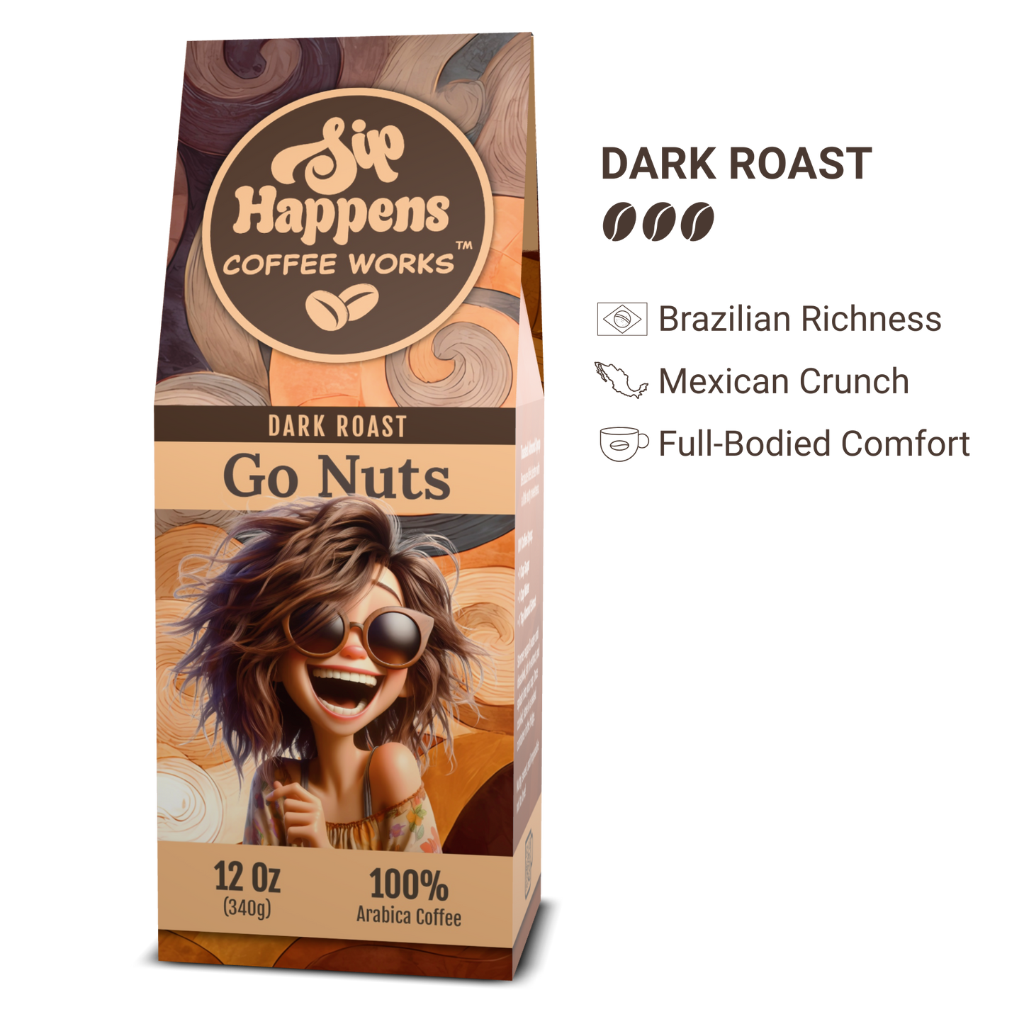 Go Nuts |  Dark Roast Coffee | 12Oz Bag