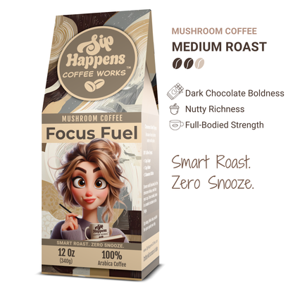Focus Fuel | Mushroom Medium Roast Coffee | 12Oz Bag