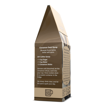 Cinnamon syrup packaging with text on a white background