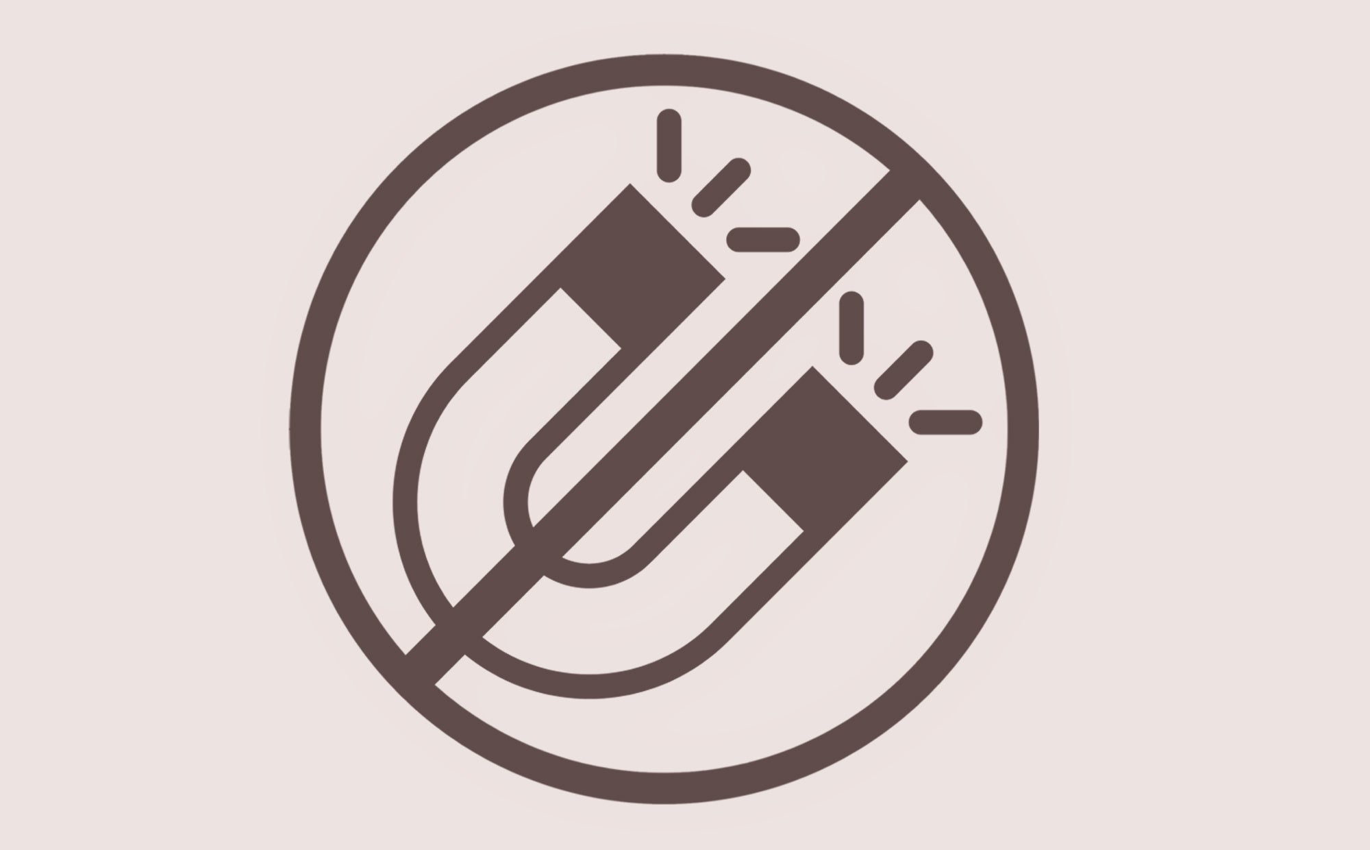 Icon of a plug with a line through it on a beige background