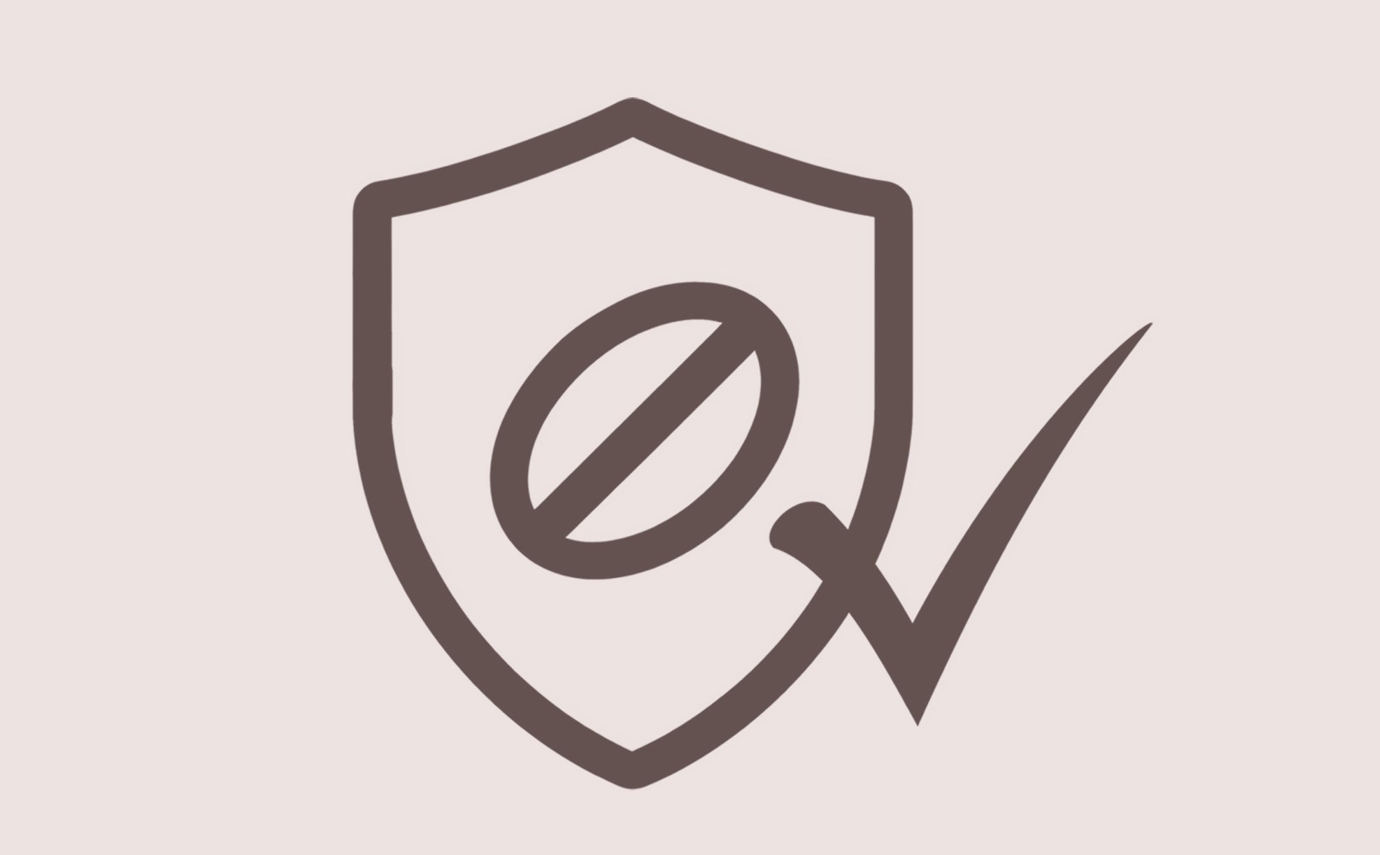 Shield icon with a check mark on a beige background