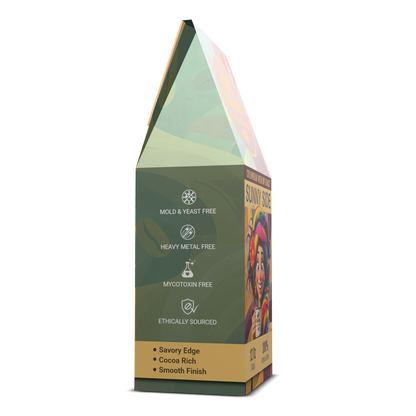 Product packaging with green and brown design on a white background