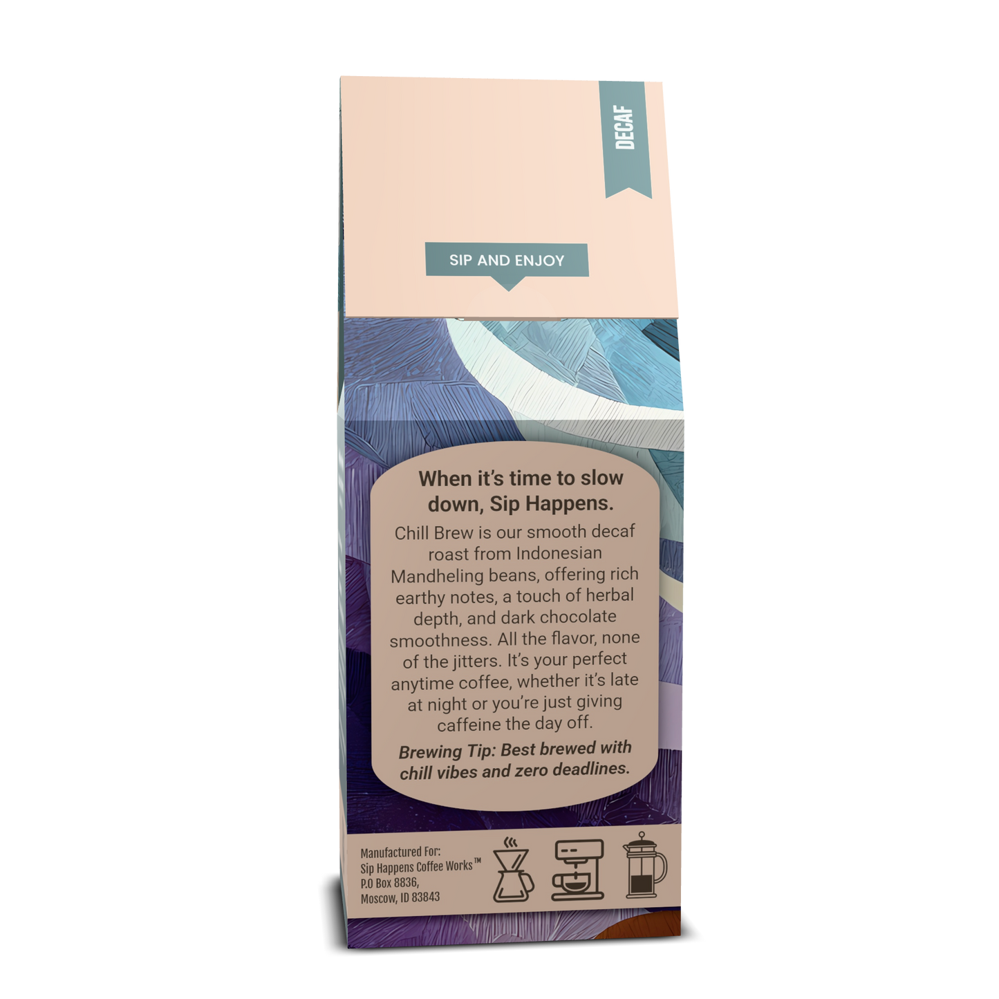 Chill Brew | DECAF Medium-Light Roast Coffee |  12Oz Bag