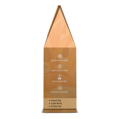 Brown packaging with text on a white background